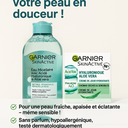 Duo Hydratation Intense Garnier SkinActive – Aloe Vera & Acide Hyaluronique